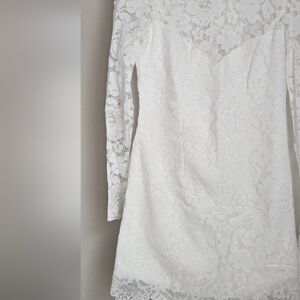 Bardot Ivory Lace Long-Sleeve Mini Dress